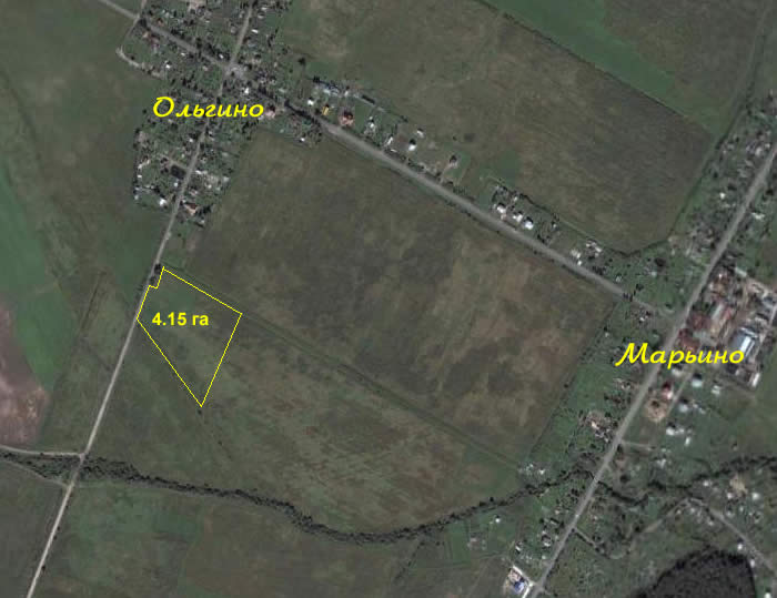 Вид со спутника на участок 415 соток у д Ольгино (Петродворец) (43kb)